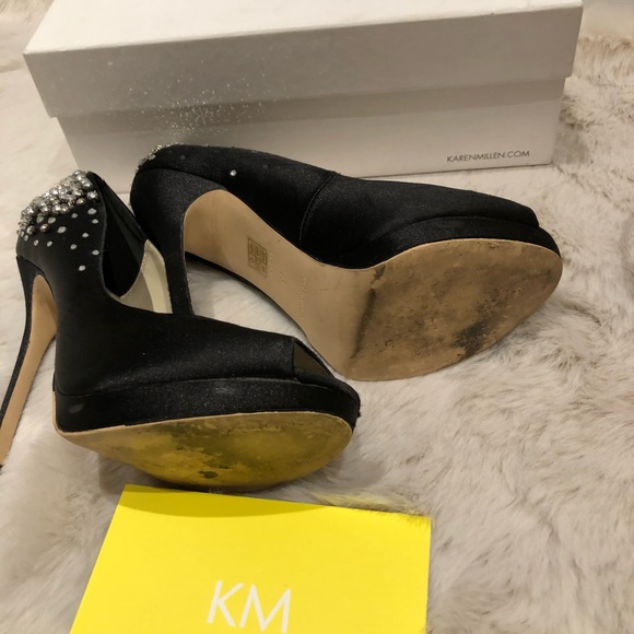 Karen Millen Jewel Encrusted diamond black shoes - Picture 6 of 7